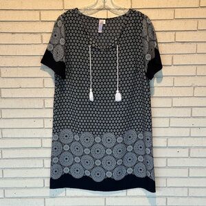Navy and White Patterned Dress